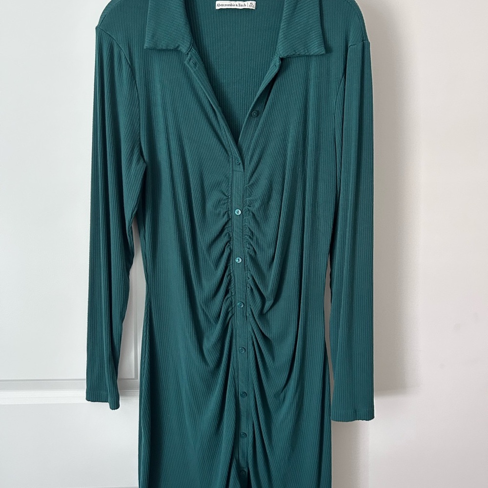 Abercrombie & Fitch Forest Green Ribbed Polo